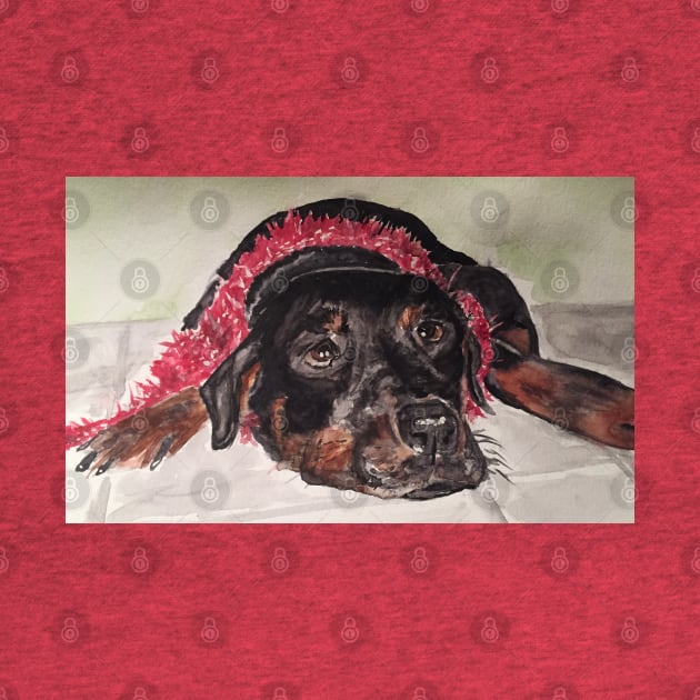 Schatzie the Rottie Watercolor by BakersDaughter